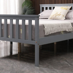 Westwood Double Bed Solid Pine Wood Frame With Footboard Wood Slat Support Bedroom Grey - thumbnail 6