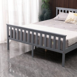 Westwood Double Bed Solid Pine Wood Frame With Footboard Wood Slat Support Bedroom Grey - thumbnail 5