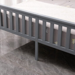 Westwood Double Bed Solid Pine Wood Frame With Footboard Wood Slat Support Bedroom Grey - thumbnail 7