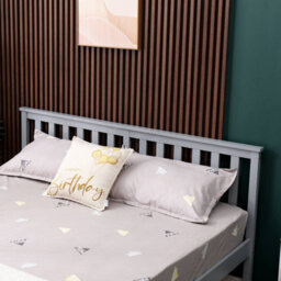 Westwood Double Bed Solid Pine Wood Frame With Footboard Wood Slat Support Bedroom Grey - thumbnail 9