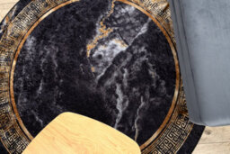 RugsX Miro 51199.806 Circle Washing Carpet Marble, Greek Anti-Slip - Black / Circle 160 Cm - thumbnail 5