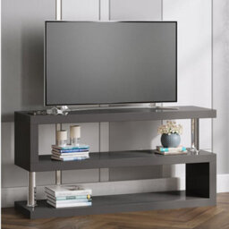 Furniture in Fashion Miami High Gloss S Shape Design Tv Stand In Grey