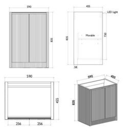 Plum&clay Zion Fluted White Freestanding Vanity Unit & Basin Set (W)600mm - thumbnail 8
