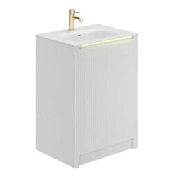 Plum&clay Zion Fluted White Freestanding Vanity Unit & Basin Set (W)600mm - thumbnail 4