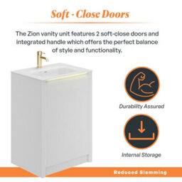 Plum&clay Zion Fluted White Freestanding Vanity Unit & Basin Set (W)600mm - thumbnail 5