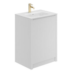 Plum&clay Zion Fluted White Freestanding Vanity Unit & Basin Set (W)600mm - thumbnail 1