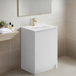 Plum&clay Zion Fluted White Freestanding Vanity Unit & Basin Set (W)600mm - thumbnail 2