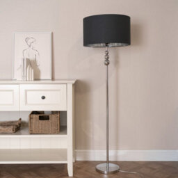 Valuelights Marissa Chrome Stacked Ball Floor Lamp With Black With Chrome Inner Lamp Shade - thumbnail 3