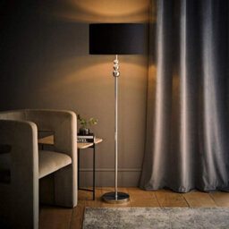 Valuelights Marissa Chrome Stacked Ball Floor Lamp With Black With Chrome Inner Lamp Shade - thumbnail 5