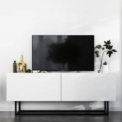 Heze Furniture Enjoy Minimalist Freestanding Tv Unit With Metal Base 120Cm - White - image 1