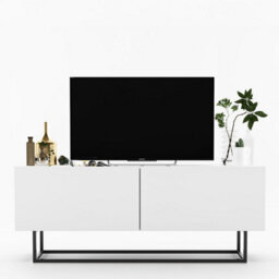 Heze Furniture Enjoy Minimalist Freestanding Tv Unit With Metal Base 120Cm - White - thumbnail 4