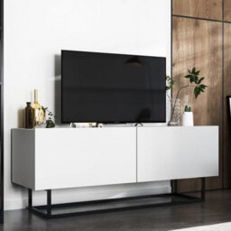 Heze Furniture Enjoy Minimalist Freestanding Tv Unit With Metal Base 120Cm - White - thumbnail 3