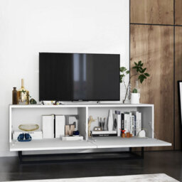 Heze Furniture Enjoy Minimalist Freestanding Tv Unit With Metal Base 120Cm - White - thumbnail 2