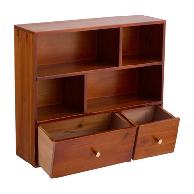 Rustic 2 Drawers Cup Organiser Kitchen Mug Rack Storage - image 1