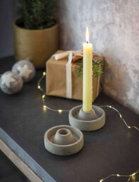 Garden Trading Set Of 2 Cement Candle Holder Traditional Decorative Dining Table Centre Piece Mantlepiece Decoration For Tall Candlesticks - thumbnail 3