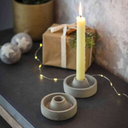 Garden Trading Set Of 2 Cement Candle Holder Traditional Decorative Dining Table Centre Piece Mantlepiece Decoration For Tall Candlesticks - thumbnail 1