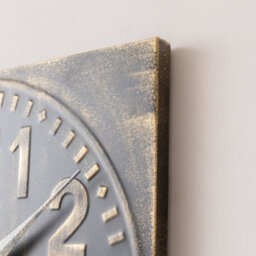 Melody Maison Antique Distressed Square Black Wall Clock With Gold Details - 50Cm X 50Cm - thumbnail 3