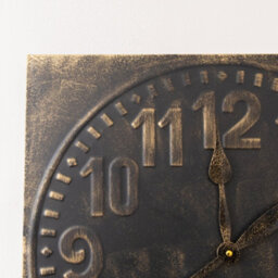 Melody Maison Antique Distressed Square Black Wall Clock With Gold Details - 50Cm X 50Cm - thumbnail 2