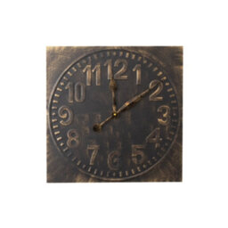 Melody Maison Antique Distressed Square Black Wall Clock With Gold Details - 50Cm X 50Cm - thumbnail 6