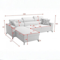 Baltico I Mini Modern Corner Sofa Bed With Adjustable Profiled Headrests  Storage Compact Fabric Lshape Settee White Right - thumbnail 5
