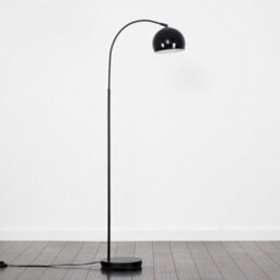 Valuelights Style Black Curved Stem Floor Lamp With Gloss Black Arco Style Metal Dome Light Shade With Led Gls Bulb In Warm White - thumbnail 4