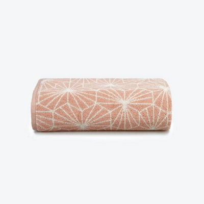 Allure Bath Fashions Geometric Design Jacquard Bath Towel - Blush Pink - image 1