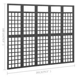 Vidaxl 5-Panel Room Divider/trellis Solid Fir Wood Black 201.5X180 Cm Room Dividers - thumbnail 3