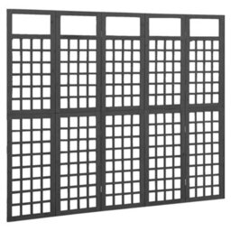 Vidaxl 5-Panel Room Divider/trellis Solid Fir Wood Black 201.5X180 Cm Room Dividers - thumbnail 2