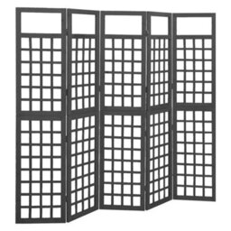 Vidaxl 5-Panel Room Divider/trellis Solid Fir Wood Black 201.5X180 Cm Room Dividers - thumbnail 1