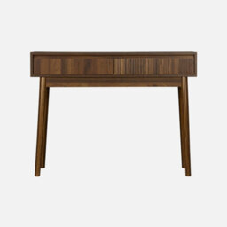 Sweeek - 100Cm Console Table With Grooved Wooden Detail Linear Dark Wood Colour 100X30X75 Cm - thumbnail 2