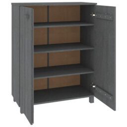 Berkfield Shoe Cabinet Dark Grey 85X40X108 Cm Solid Wood Pine - thumbnail 5