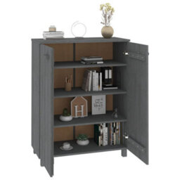 Berkfield Shoe Cabinet Dark Grey 85X40X108 Cm Solid Wood Pine - thumbnail 6