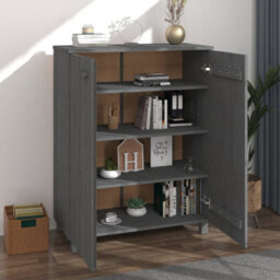 Berkfield Shoe Cabinet Dark Grey 85X40X108 Cm Solid Wood Pine - thumbnail 7