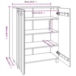 Berkfield Shoe Cabinet Dark Grey 85X40X108 Cm Solid Wood Pine - thumbnail 8