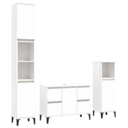Berkfield 3 Piece Bathroom Furniture Set White Engineered Wood - thumbnail 2