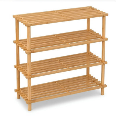 4 Tier Wooden Shoe Rack Storage Shelf Stand Boot Trainer - image 1