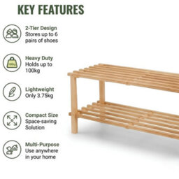 4 Tier Wooden Shoe Rack Storage Shelf Stand Boot Trainer - thumbnail 5