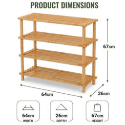 4 Tier Wooden Shoe Rack Storage Shelf Stand Boot Trainer - thumbnail 2