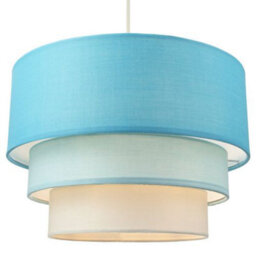 Happy Homewares Contemporary Round Triple Tier Teal/blue Cotton Fabric Pendant Light Shade - thumbnail 4