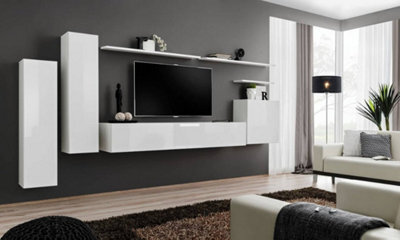"Arte Switch I 330Cm White Gloss Wall-Mounted Media Suite - Sleek Modular Entertainment Unit For Tvs Up To 75""" - image 1