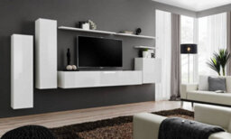 "Arte Switch I 330Cm White Gloss Wall-Mounted Media Suite - Sleek Modular Entertainment Unit For Tvs Up To 75""" - thumbnail 1