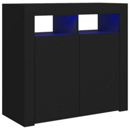 804329 Vidaxl Sideboard With Led Lights Black 80X35X75 Cm - thumbnail 2