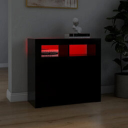 804329 Vidaxl Sideboard With Led Lights Black 80X35X75 Cm - thumbnail 3