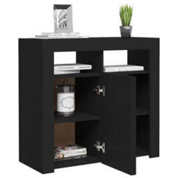 804329 Vidaxl Sideboard With Led Lights Black 80X35X75 Cm - thumbnail 6