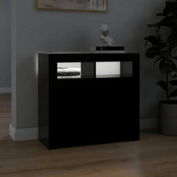 804329 Vidaxl Sideboard With Led Lights Black 80X35X75 Cm - thumbnail 5