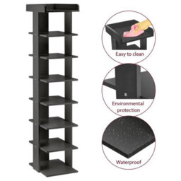 8 Tier Wooden Shoe Rack Tall Storage Shelf Unit Cabinet Organiser Footwear Stand - thumbnail 2