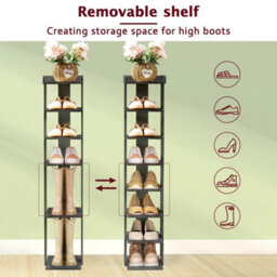 8 Tier Wooden Shoe Rack Tall Storage Shelf Unit Cabinet Organiser Footwear Stand - thumbnail 4