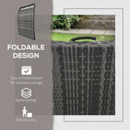 Outsunny Folding Rattan Sun Lounger With Cushion And Pillow, Grey - thumbnail 7