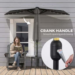 Outsunny 2.6 M Half Parasol With Solar Lights, Upf50+ Semi Round Umbrella - thumbnail 9
