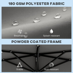 Outsunny 2.6 M Half Parasol With Solar Lights, Upf50+ Semi Round Umbrella - thumbnail 7